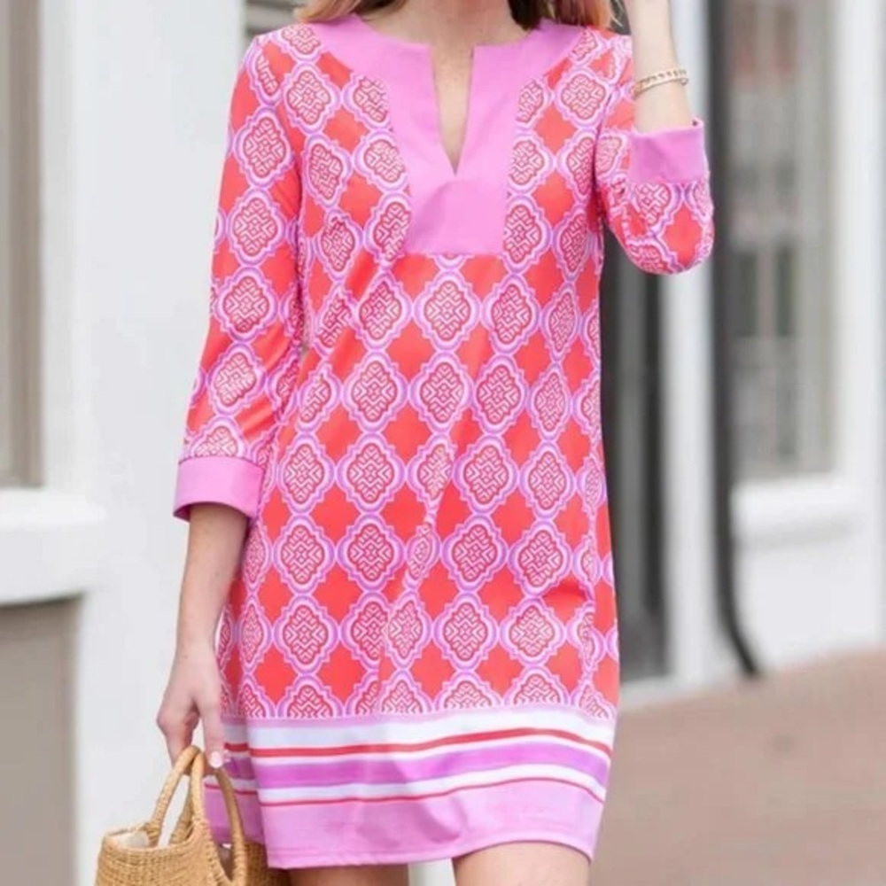 Cabana‎ Life Pink and White Patterned Dress